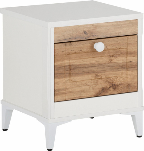 Imagen 1 de 9 de Mesa De Noche Madera Natural Y Blanco Ref: Kjell