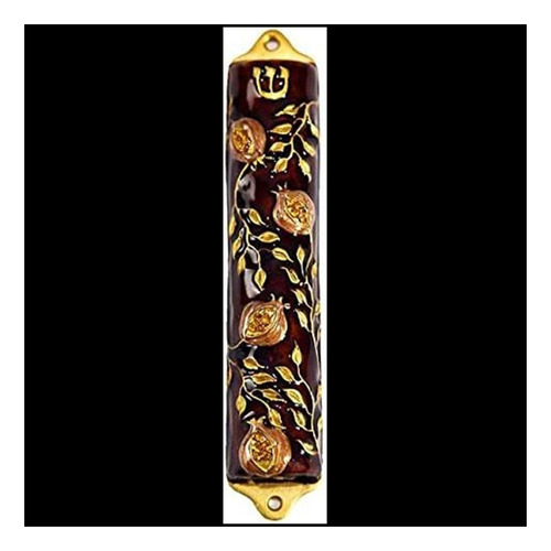 Creative Judaica, Bless This House Mezuzah Case - Pomegranat