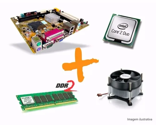 Kit Placa Mãe Lga 775 Ddr2 + Dual Core + 2gb + Cooler