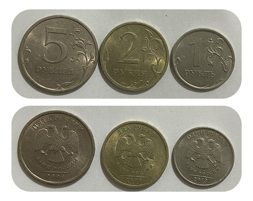 Monedas Rusia 5, 2 Y 1 Rubles Au 