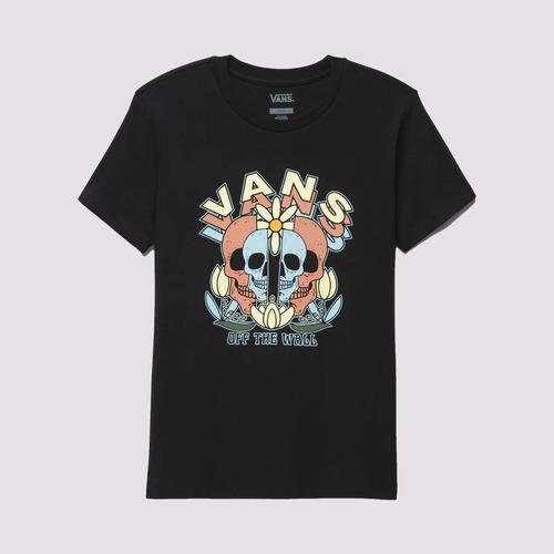 Remera Vans Mujer Skull Split Crew Negra Nueva Original