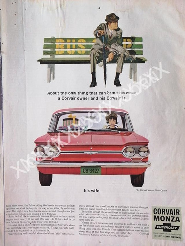 Cartel Retro Autos Chevrolet Corvair Monza 1964 /837