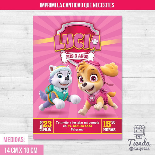 Imagen 2 de 3 de Invitación Digital + Imprimible - Paw Patrol Skye Y Everest