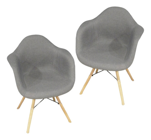 Sillon Eames Tapizado En Lino Con Patas De Madera - Set X 2 