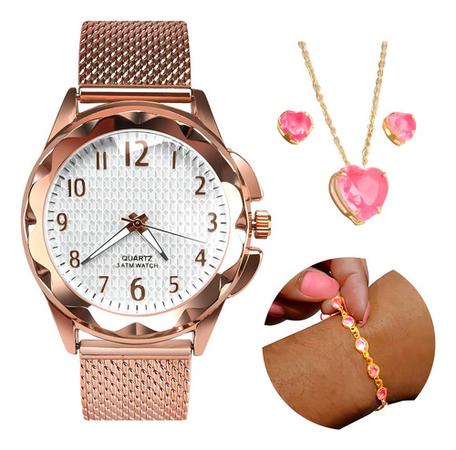 Relogio Feminino Prova Dagua Banhado + Pulseira Presente