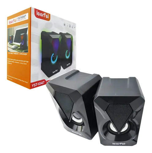 Parlante Pc Gamer Luces Plug 3.5mm Usb Leerfei Yst-1047 Color Negro