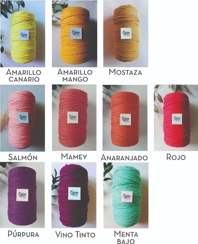 6 Cordones Para Macramé - 2mm, 500gr C/u, 3cabos