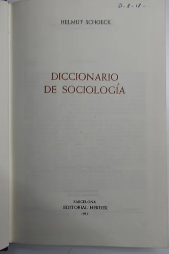 Diccionario De Sociología Helmut Schoeck C149 (Usado)