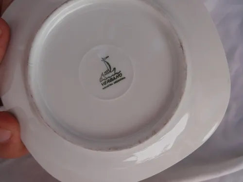 Plato Banco Monserrat Antiguo Logo Escudo Verbano Porcelana (Usado)