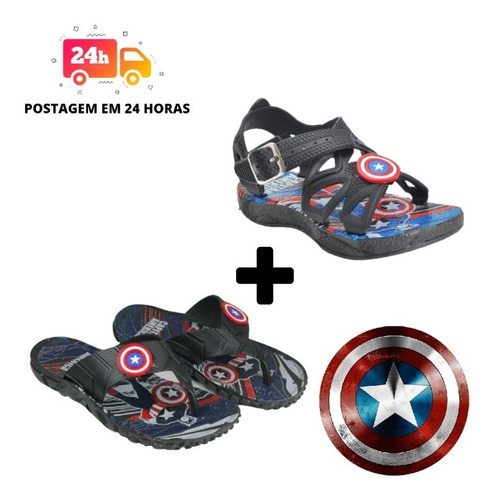 Kit 2 Pares Chinelo Sandalia Papete Infantil Super Herois