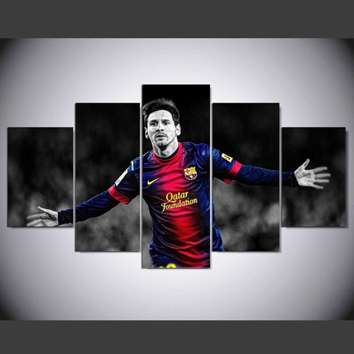 Cuadros Decorativos Futbol Messi  5 Pzs Lienzo 150x80 Cms 