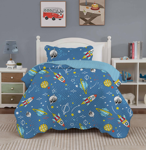 Kit Colcha Cama Infantil Cobre Leito 2 Peças Dupla Face