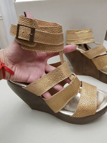 Sandalias Plataforma De Diseño 38 Cuero Premium 2 Posturas