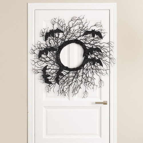 Corona Negra De Halloween Con Murciélagos For Decoración De