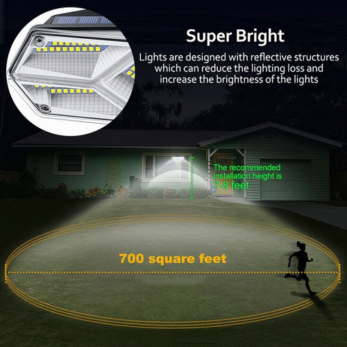 Imagen 5 de 10 de Lámpara Solar Para Exteriores Y Jardin 3 Modos 104 Led