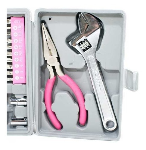 Juego Set Kit Herramientas 24 Piezas Rosa Estuche 011025a Um