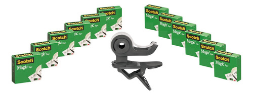 Scotch Dispensador De Clips Con 12 Rollos De Cinta, Núcleo.