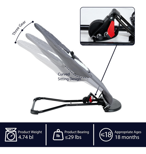 Asiento Portátil Para Bebés 0 A 18 Meses Color Gris