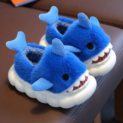 Pantuflas Infantiles Tiburón Antideslizantes Y Cómodas Felpa