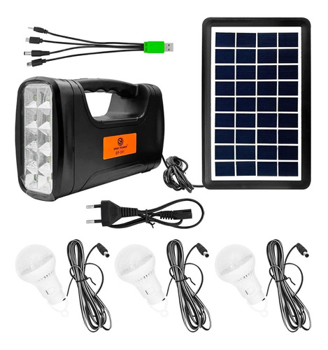 Estacion Poder Portatil Mini Kit Solar Led Usb Emergencia  