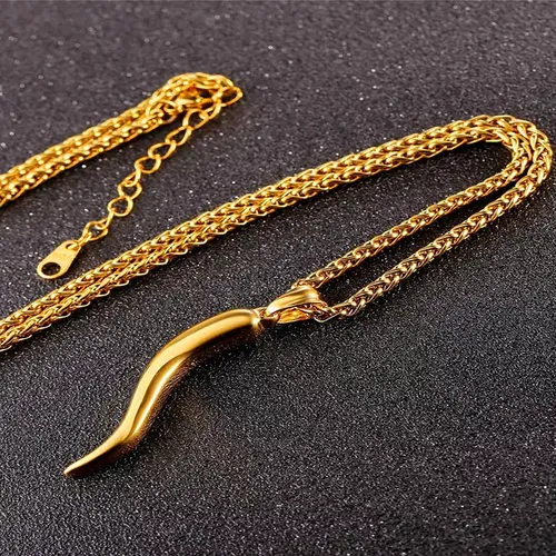 Collar Con Colgante De Cuerno Italiano Para Hombre, Amuleto