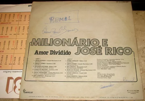 Milionário & José Rico – Amor Dividido - Vol. 10 (1980, Vinyl