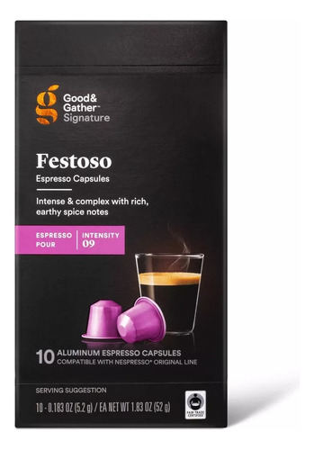 Nespresso Good&gather Festoso Espresso Roast Coffe 10 Pod