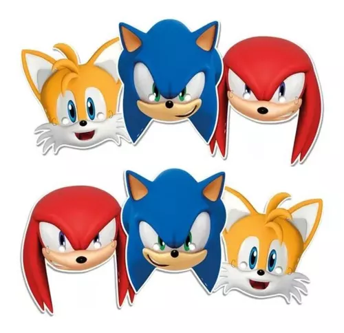 Máscaras Com Personagens - Festa Sonic, Knuckles E Tails