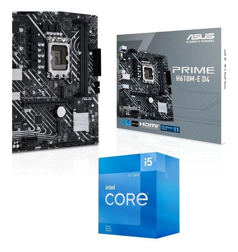 Kit Upgrade Intel 12ª Geração I5 12400 + Asus H610m-e D4 Cor Preto