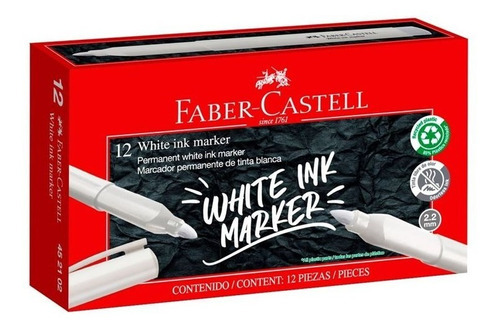 Imagen 1 de 3 de Marcador Permanente Blanco Faber Castell Pack X12