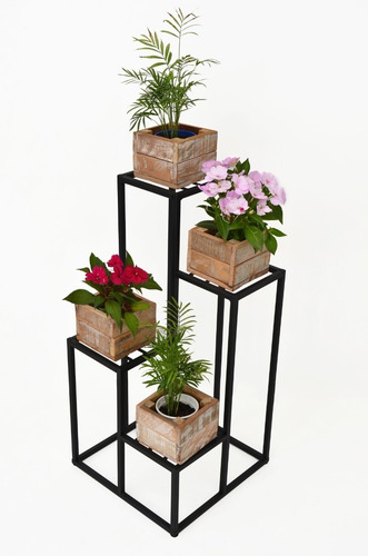 Suporte Plantas Chão 4 Andares Ferro Decoração + Brinde