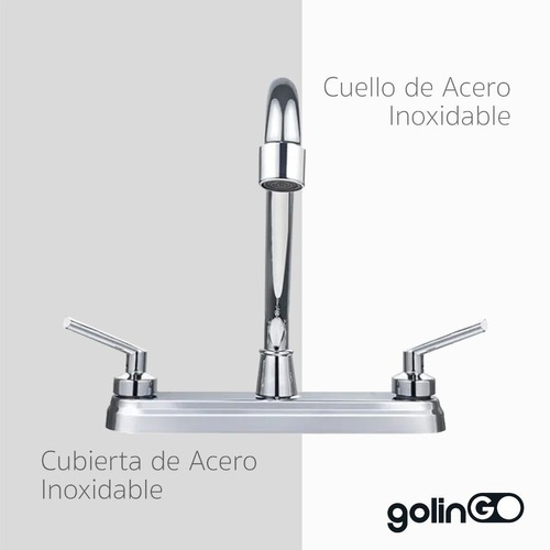 Imagen 4 de 5 de Llave Grifo Cocina Mezcladora Fregadero Acero Inoxidable 8'' Plateado