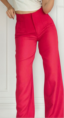 Pantalón Con Pinzas Acampanado Ancho De Vestir Para Mujer