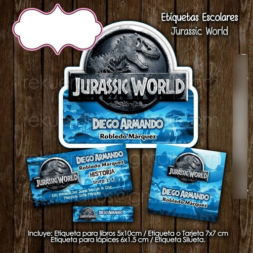 Kit Imprimible Etiquetas Escolares Jurassic World