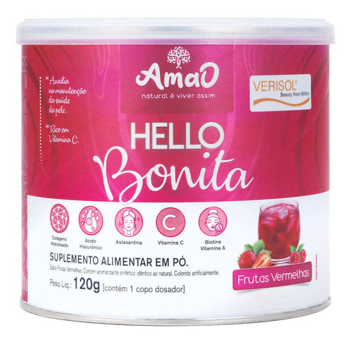 Hello Bonita 120g Amao Nutrition Sabor: Frutas Vermelhas