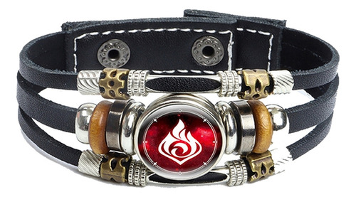 Pulsera Genshin Con 2 Broches Elementos Fuego Tierra Agua 