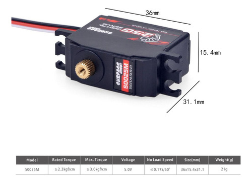 25g Servo De Engrenagem De Plástico Para 1/12 Rc S0025m