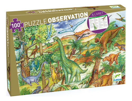 Puzzle De Observación Dinosaurios Djeco 100 Piezas +5 Años