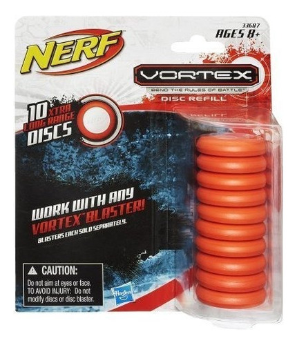 Nerf Vortex Refill Pack 10 Discos- Naranja