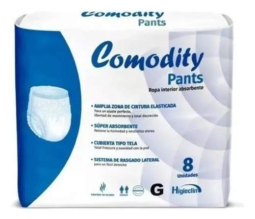 Pañal Calzón Comodity Pants 8 Unidades Talla G