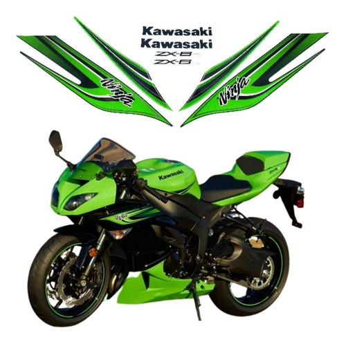 Kit Adesivo Moto Kawasaki Ninja Zx6r 600 2011 Verde Ca-16419