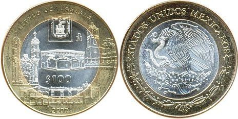 Moneda De 100 Pesos Del Estado De Tlaxcala 2a. Fase Estados.