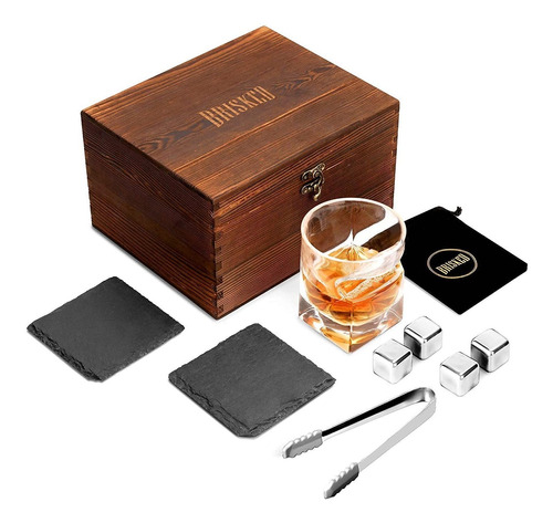 Juego De Regalo De Cristal De Whisky Con Caja De Madera, Pie