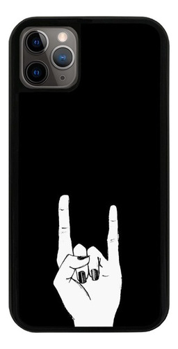 Funda Uso Rudo Tpu Para iPhone Mano Cuernos Rock Fondo Negro