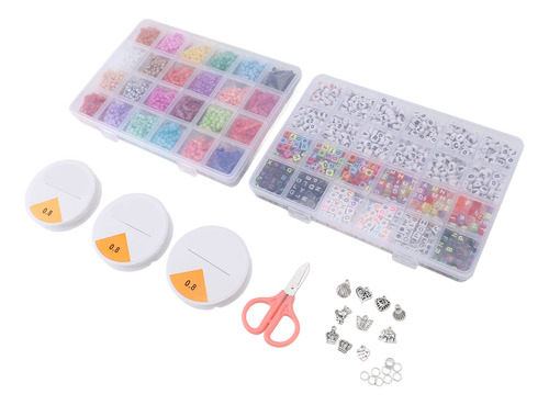 Juego De Abalorios Con Letras Para Pulseras, 24 Colores, Cue