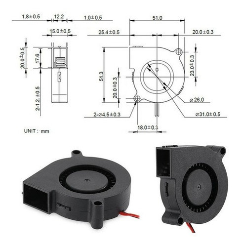 Imagem 2 de 6 de Soprador 5015 Cooler Radial 12v - Cabo 25cm - Conector Jst