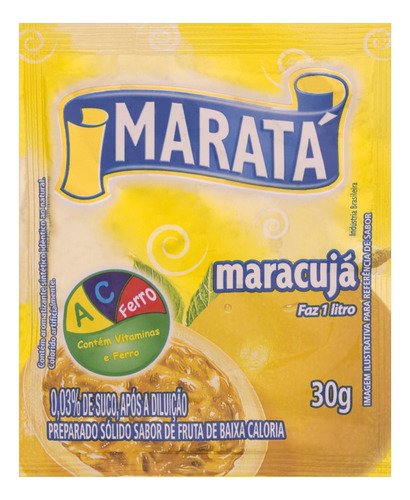 Suco de maracujá  Maratá em pó sem glúten 30 g 