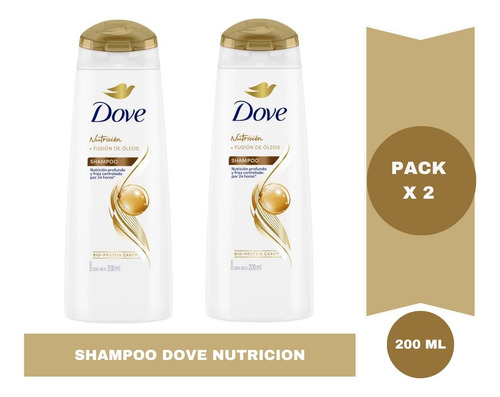 Shampoo Dove Nutricion Fusion De Oleos 200ml Pack X 2 Uni.