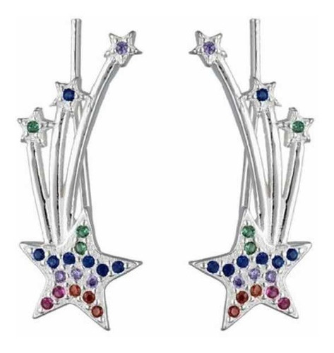 Aros Trepador Estrella Fugaz Circones Multicolor Plata