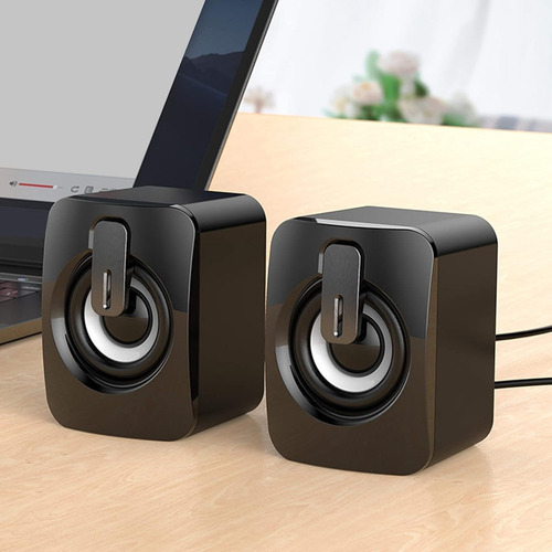 Caixinha De Som Para Pc Entrada Usb/p2 Mini Com Cabo Cor Preta Usb